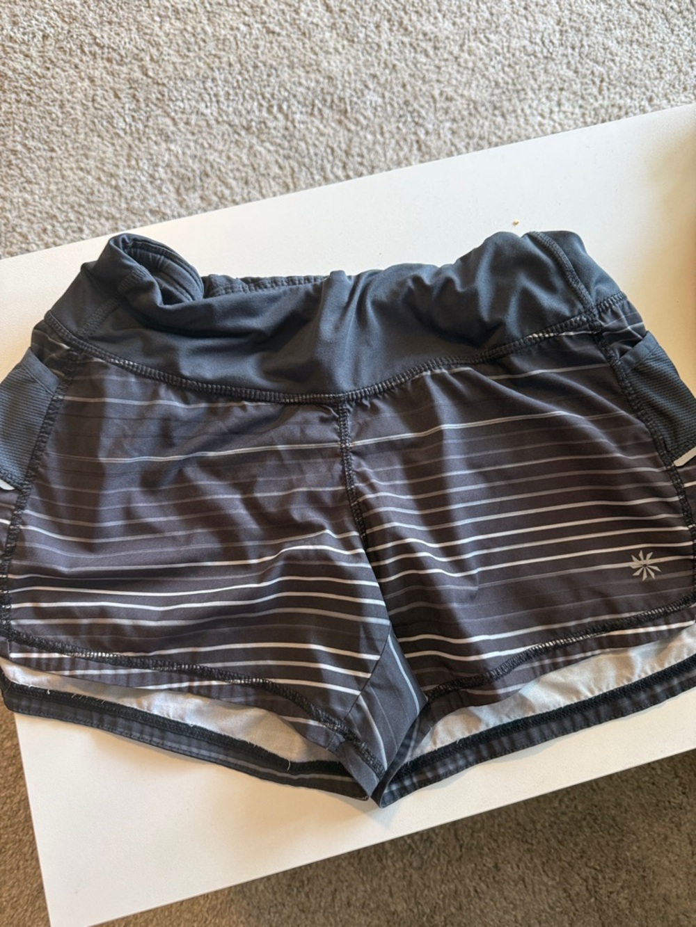 Athleta Black Striped Athletic Shorts